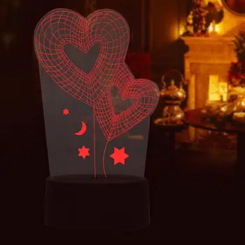 Szív Formájú Éjszakai Fény USB Lllusion Vizuális Romantikus Este, Lámpa, 7 Szín Touch Asztal Asztal Fény Szerető Valentin Napi Ajándék