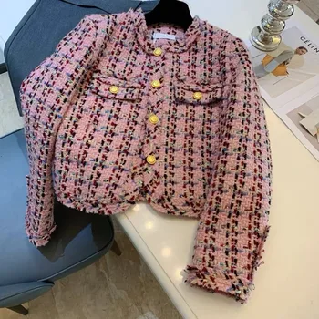 Tavaszi 2023 Tweed Tassel Rövid Kabát Női Egysoros Kis Illat Outwear