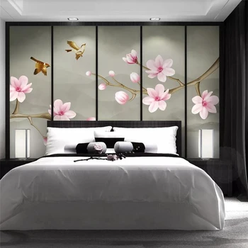wellyu Egyéni háttérkép, 3D falfestmények magnolia kézzel festett toll, virág új Kínai stílusú fali nappali, hálószoba, 3d háttérkép